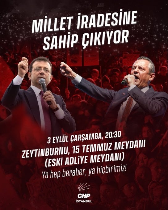 CHP'nin 3 Eylül'deki mitingi Zeytinburnu'nda yapılacak