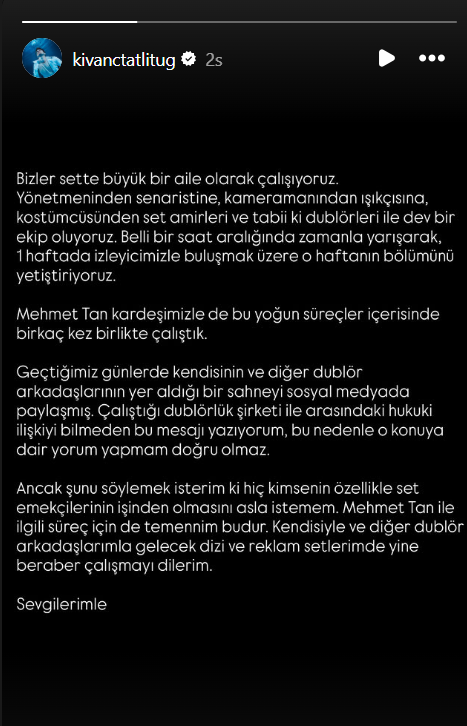 Dublörü işten çıkarılmıştı, Tatlıtuğ'dan ilk açıklama