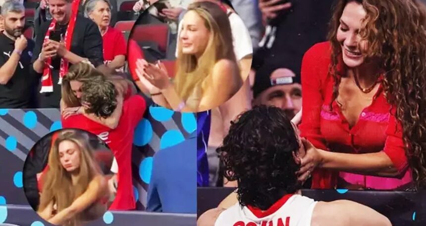 Ebru Şahin’in mutluluk gözyaşları… Galibiyet sonrası eşi Cedi Osman’a sarılarak ağladı