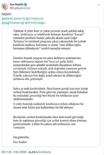 Ece Seçkin dört yıldır süren tehditleri "İmdat" diyerek duyurdu