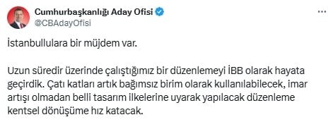 İmamoğlu cezaevinden müjdeyi verdi: Çatı katları bağımsız bölüm oluyor