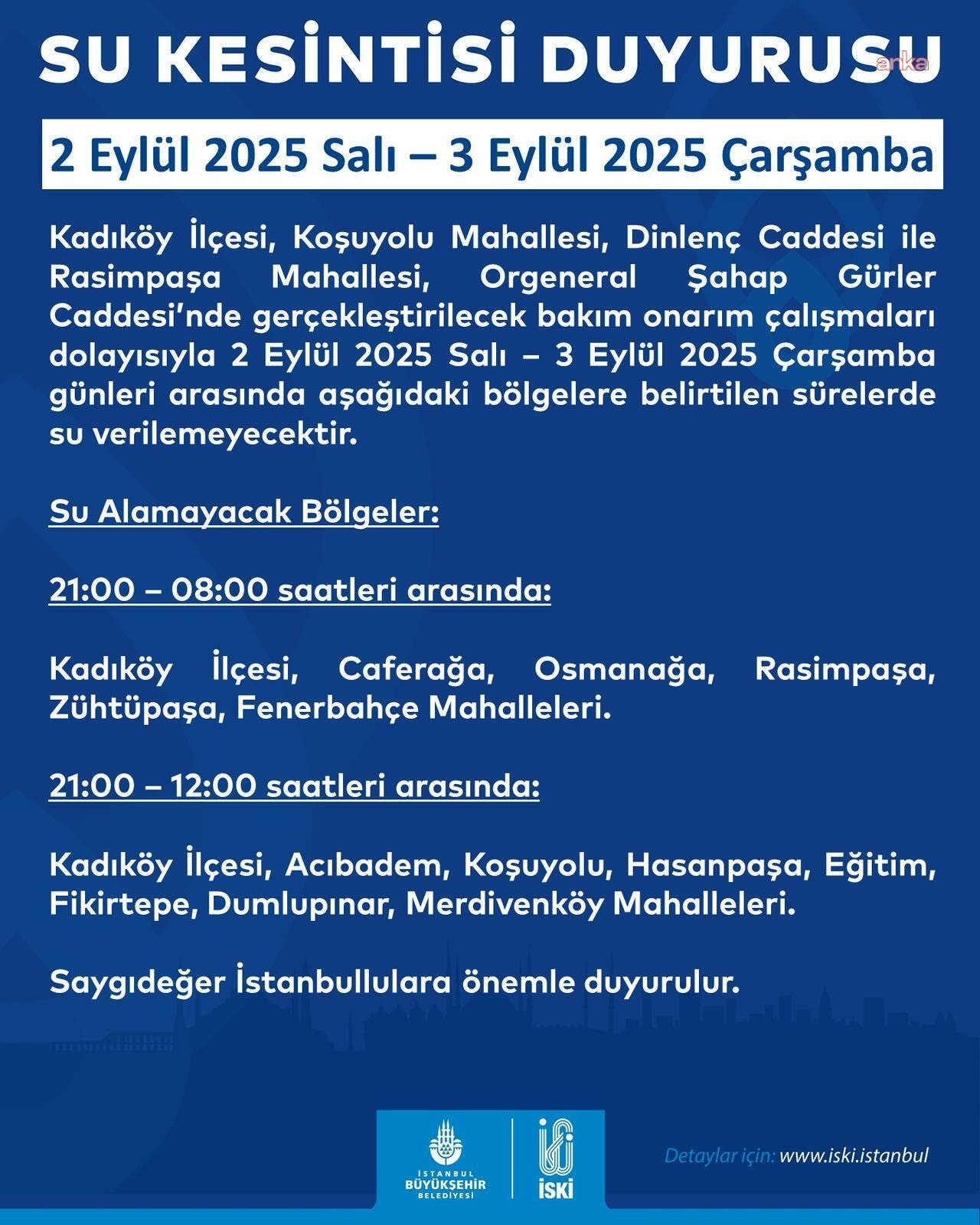 İstanbul'da büyük su kesintisi