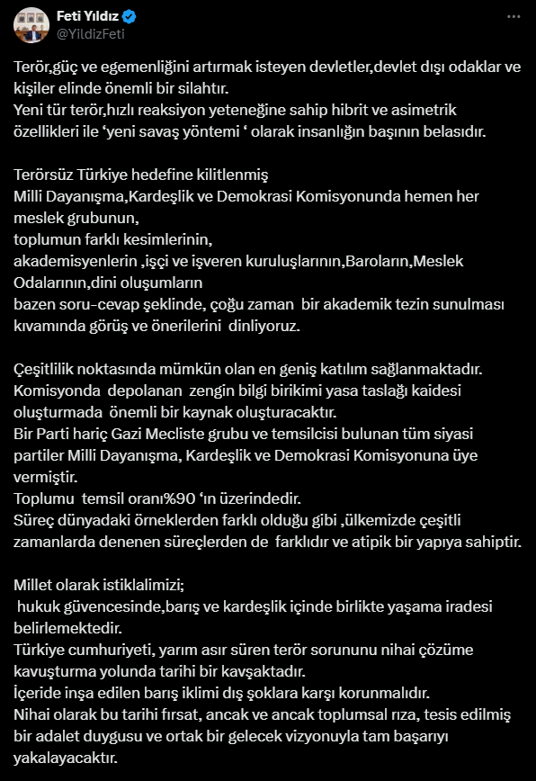 MHP'li Feti Yıldız'dan teröristlere af çıkışı: 'Adalet sadece cezalandırıcı değil aynı zamanda onarıcıdır'