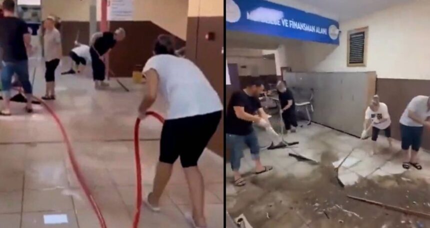 Okulun tüm temizliğini öğretmenlere yaptırdılar
