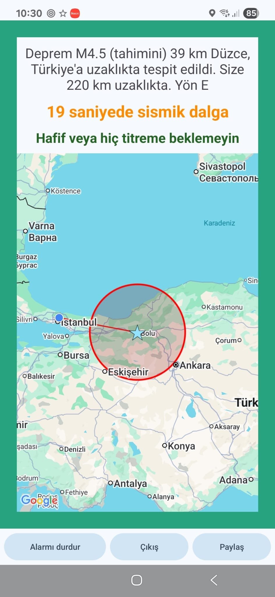 Son Dakika... Deprem uygulaması yine korkuttu! 3.2 büyüklüğündeki depreme 4.5 diyerek bildirim attılar