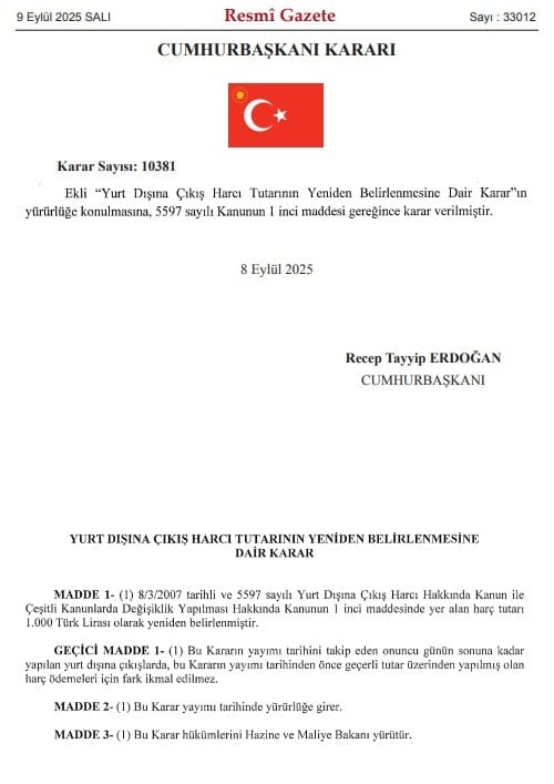 Son dakika... Yurt dışı çıkış harcına dev zam!