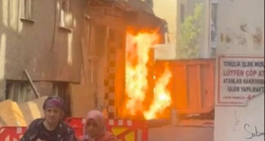 Zeytinburnu’nda yangın: Doğal gaz borusu alev aldı