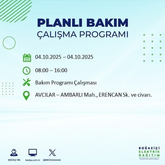 BEDAŞ açıkladı: İstanbul'da 12 ilçede 8 saat elektrik verilmeyecek