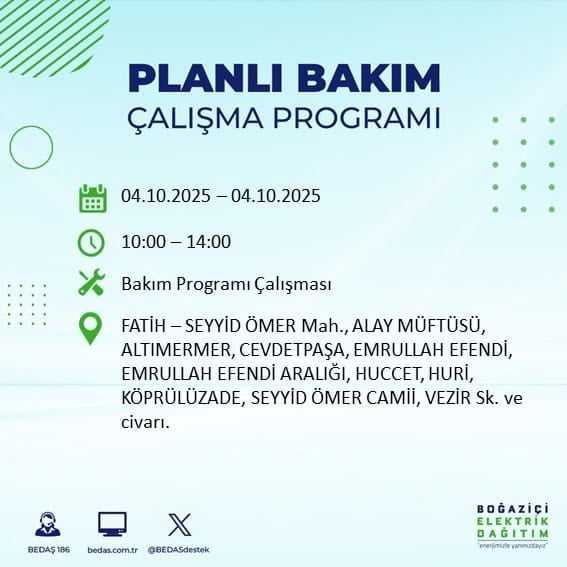 BEDAŞ açıkladı: İstanbul'da 12 ilçede 8 saat elektrik verilmeyecek