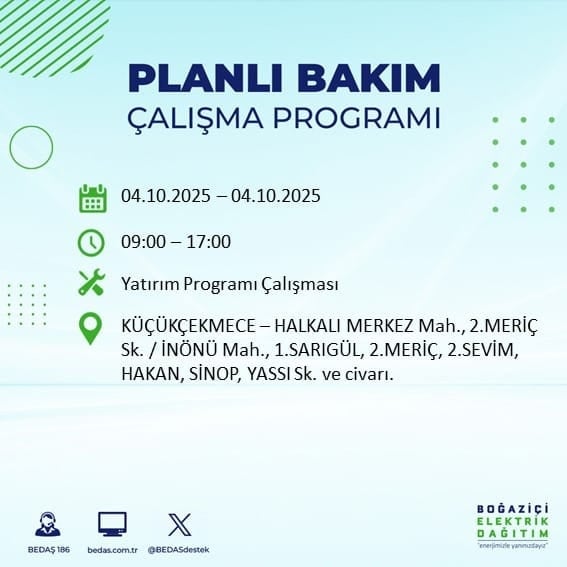 BEDAŞ açıkladı: İstanbul'da 12 ilçede 8 saat elektrik verilmeyecek