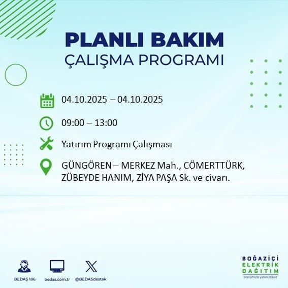 BEDAŞ açıkladı: İstanbul'da 12 ilçede 8 saat elektrik verilmeyecek