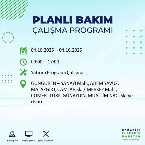 BEDAŞ açıkladı: İstanbul'da 12 ilçede 8 saat elektrik verilmeyecek