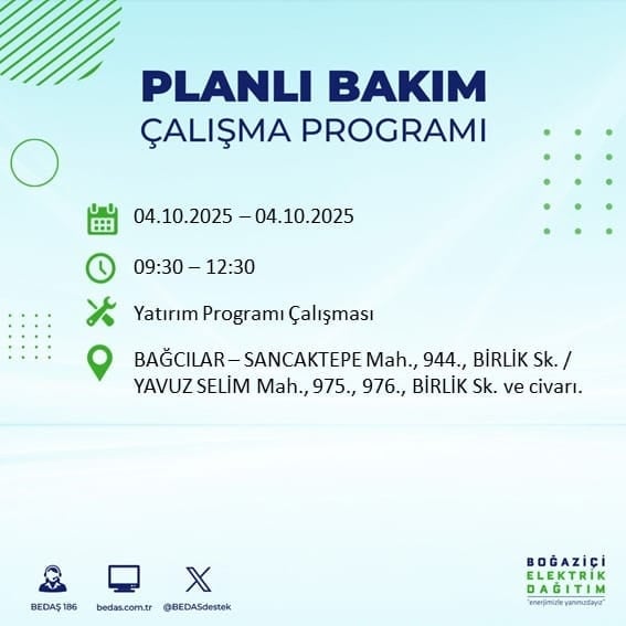 BEDAŞ açıkladı: İstanbul'da 12 ilçede 8 saat elektrik verilmeyecek