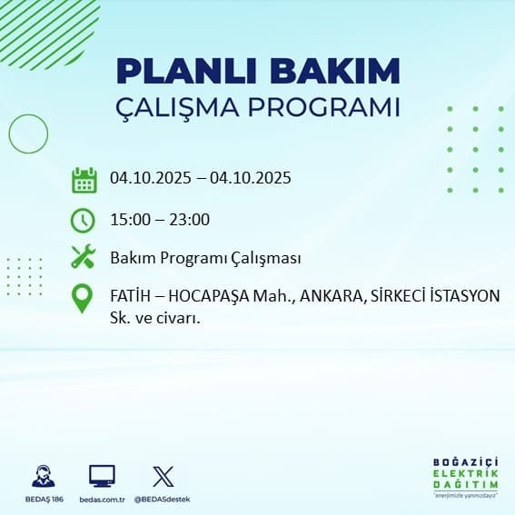 BEDAŞ açıkladı: İstanbul'da 12 ilçede 8 saat elektrik verilmeyecek