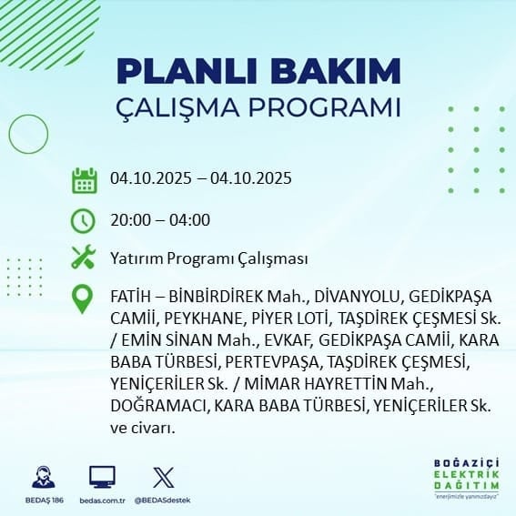 BEDAŞ açıkladı: İstanbul'da 12 ilçede 8 saat elektrik verilmeyecek