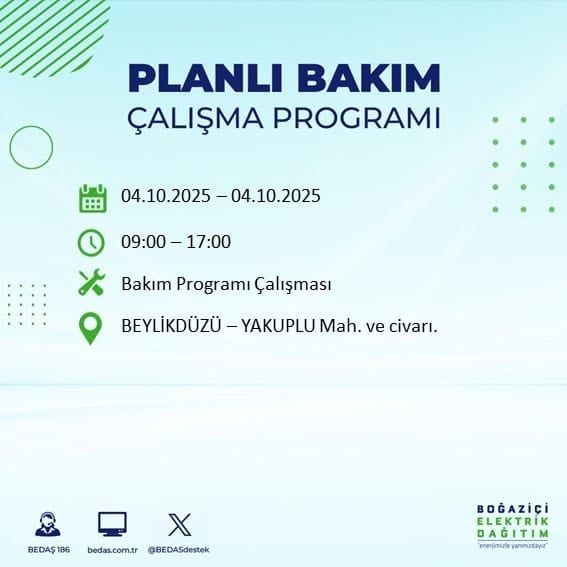 BEDAŞ açıkladı: İstanbul'da 12 ilçede 8 saat elektrik verilmeyecek