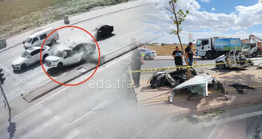 Cinayet gibi kaza kamerada: Otomobil ikiye bölündü