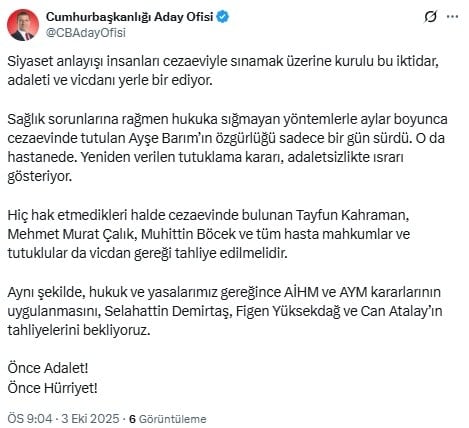 Ekrem İmamoğlu'ndan Ayşe Barım mesajı