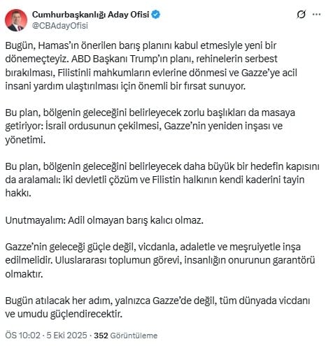 Ekrem İmamoğlu'ndan Trump'ın Gazze planına ilişkin kritik açıklama