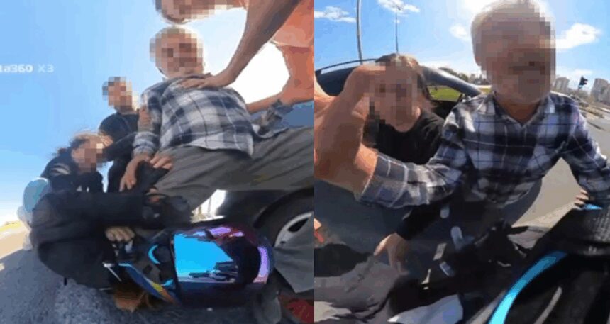 Motokurye, direksiyondaki sürücüyü yumrukladı