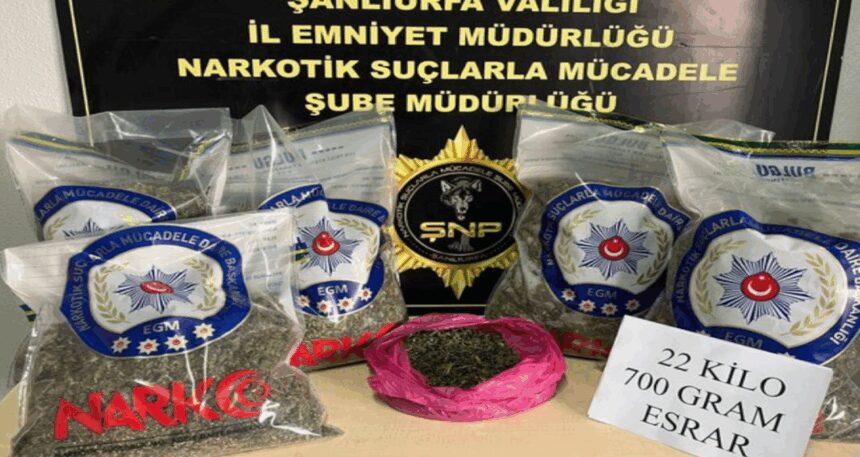 Suruç’ta 22 kilogram esrar yakalandı