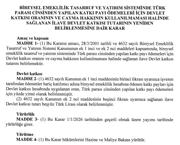 BES'te devlet katkısı düşürüldü