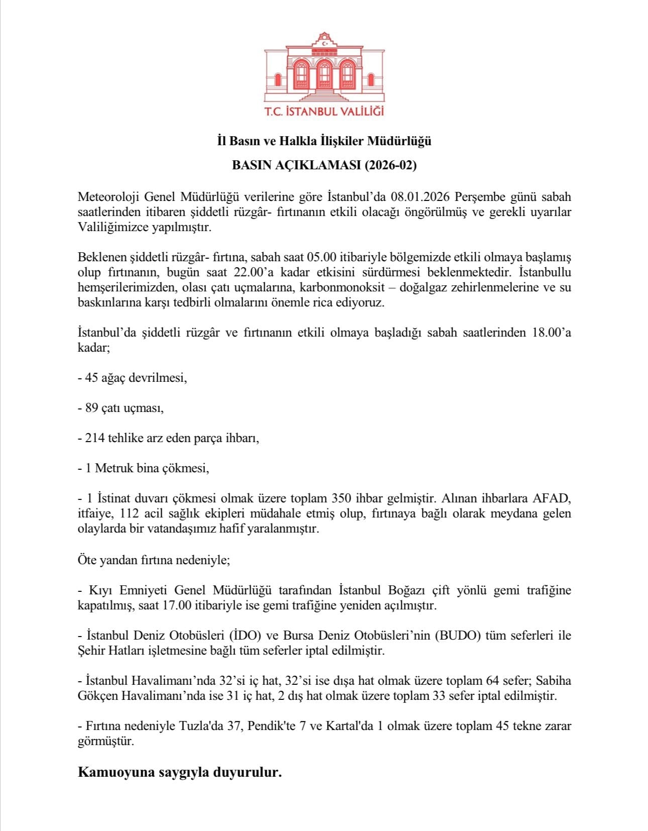 İstanbul Valiliği lodos bilançosunu açıkladı 1 İstanbul Valiliği lodos bilançosunu açıkladı