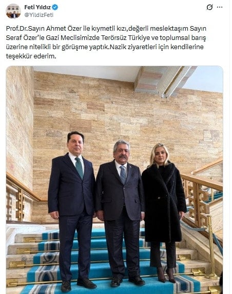 MHP'li Feti Yıldız, TBMM'de Ahmet Özer ve kızı ile bir araya geldi