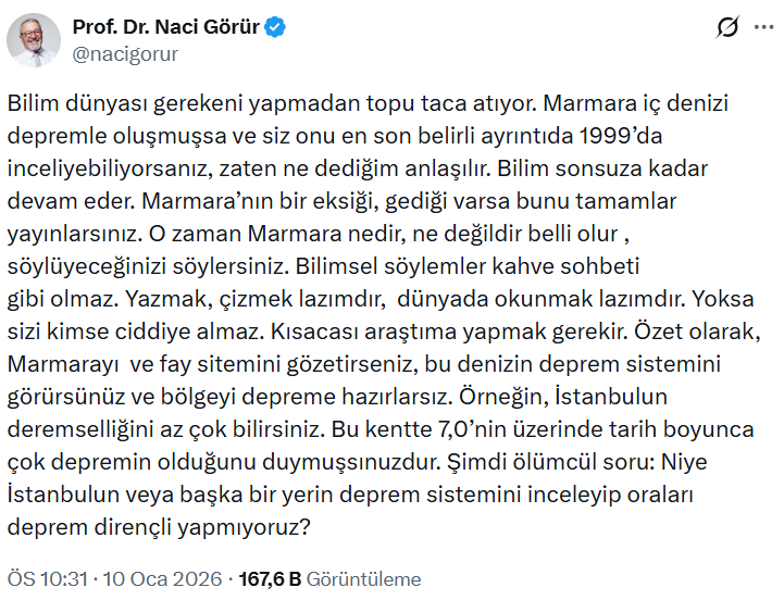 Naci Görür 'ölümcül soru' diyerek açıkladı: Kritik İstanbul uyarısı